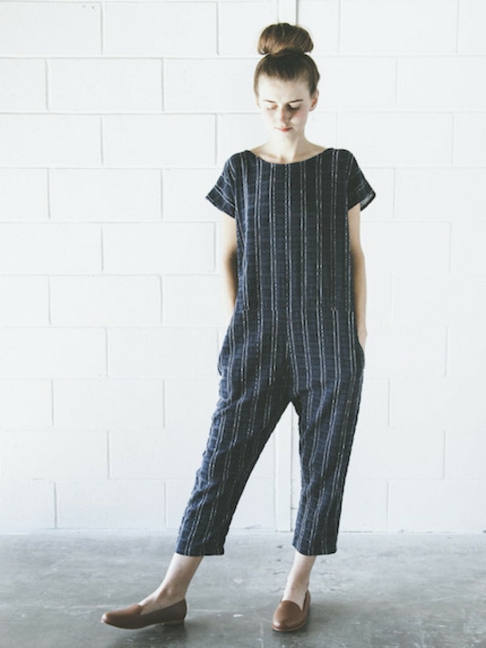 Ace & Jig Compass Turnaround Jumpsuit Navy Blue Stripe Cotton Size S